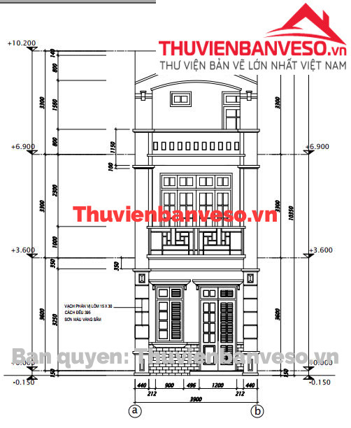 Bản vẽ công năng nhà 3 tầng