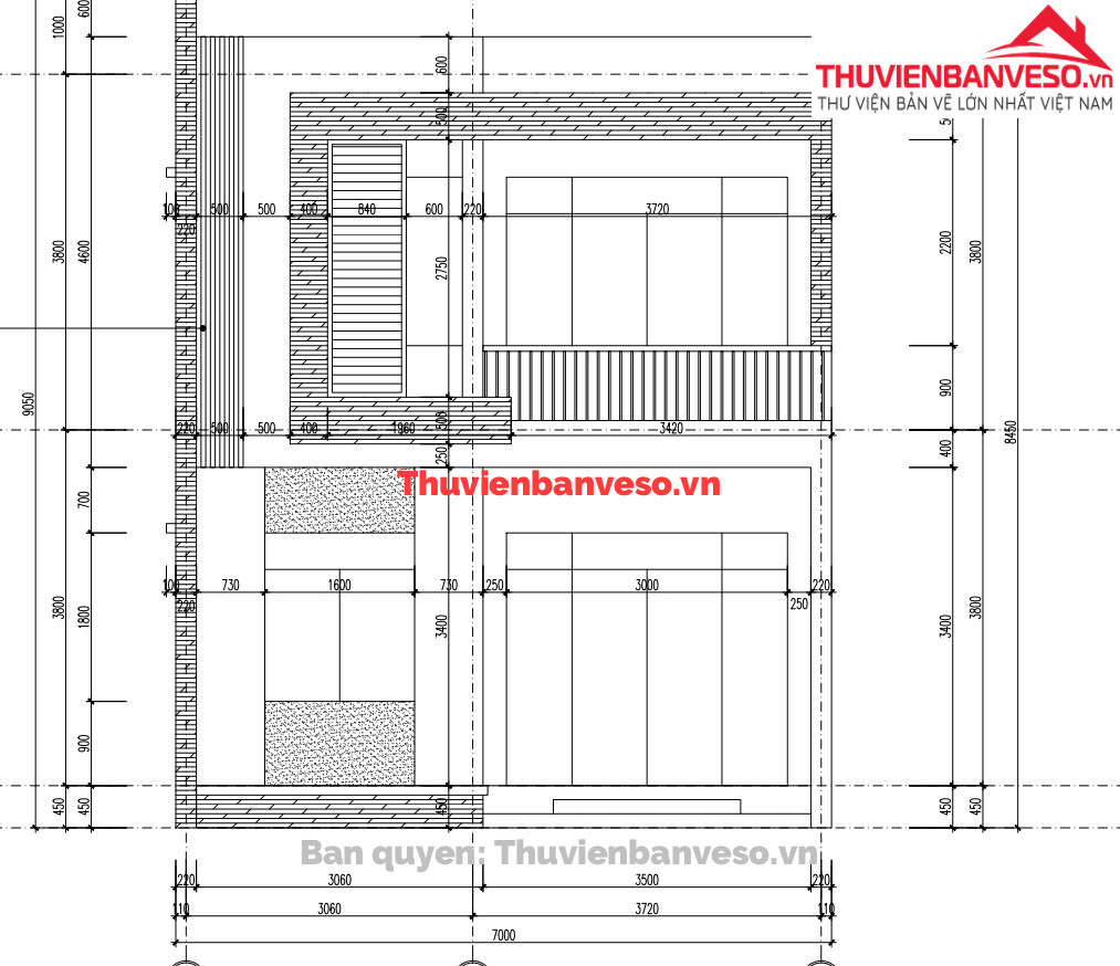 Bản vẽ bản vẽ nhà phố hiện đại 2 tầng