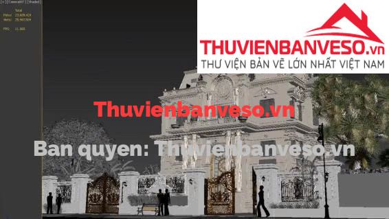 Phối cảnh 3d file Max Biệt thự lâu đài 4 tầng Tân cổ điển