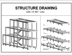 Bản vẽ Bản vẽ kết cấu nhà dân kích thước 5x17m, cao 3 tầng, full bản vẽ kết cấu