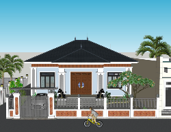 Bản vẽ Bản vẽ (autocad + sketchup) nhà 1 tầng mái Nhật 10x12m