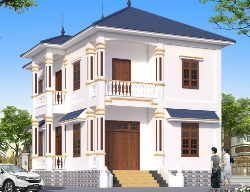 Bản vẽ Bản vẽ (autocad + sketchup) nhà 2 tầng mái Nhật kích thước 8x12m
