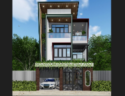 Bản vẽ Bản vẽ xin cấp phép nhà phố 7x19m 3 tầng phong cách hiện đại