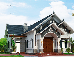 Bản vẽ HSKTTC Biệt thự 1 tầng mái thái kích thước 12.5x14.5m