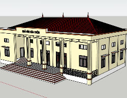 Bản vẽ Full File cad thiết kế+dự toán+ 3D nhà văn hóa 2 tầng diện tích xây dựng kích thước 12x21.9m