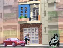 Bản vẽ nhà phố 3 tầng