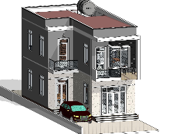 Bản vẽ Hồ sơ thiết kế kiến trúc nhà phố 2 tầng hiện đại