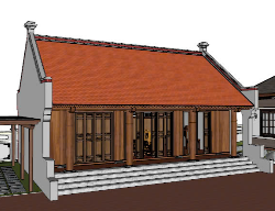 Bản vẽ File sketchup nhà thờ họ 3 gian cực đẹp