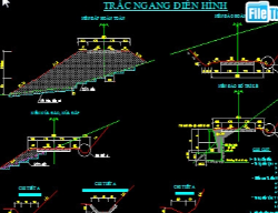Bản vẽ Bản vẽ thiết kế thi công tuyến+cầu+cống+tường chắn trên đường tuần tra biên giới có mặt cắt ngang B=